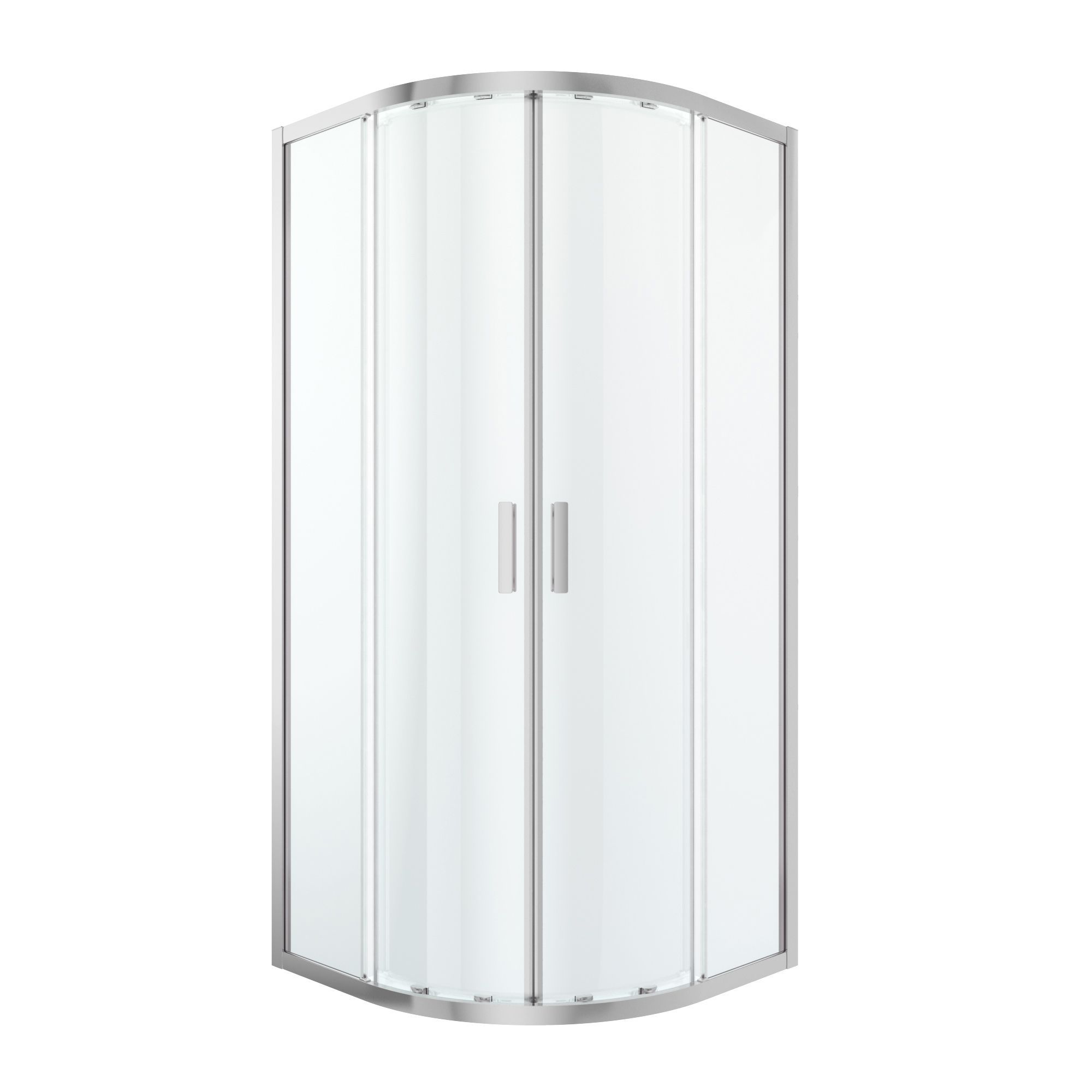 GoodHome Beloya Framed Transparent Silver effect Quadrant Shower enclosure - Corner entry double sliding door (W)90cm (D)90cm