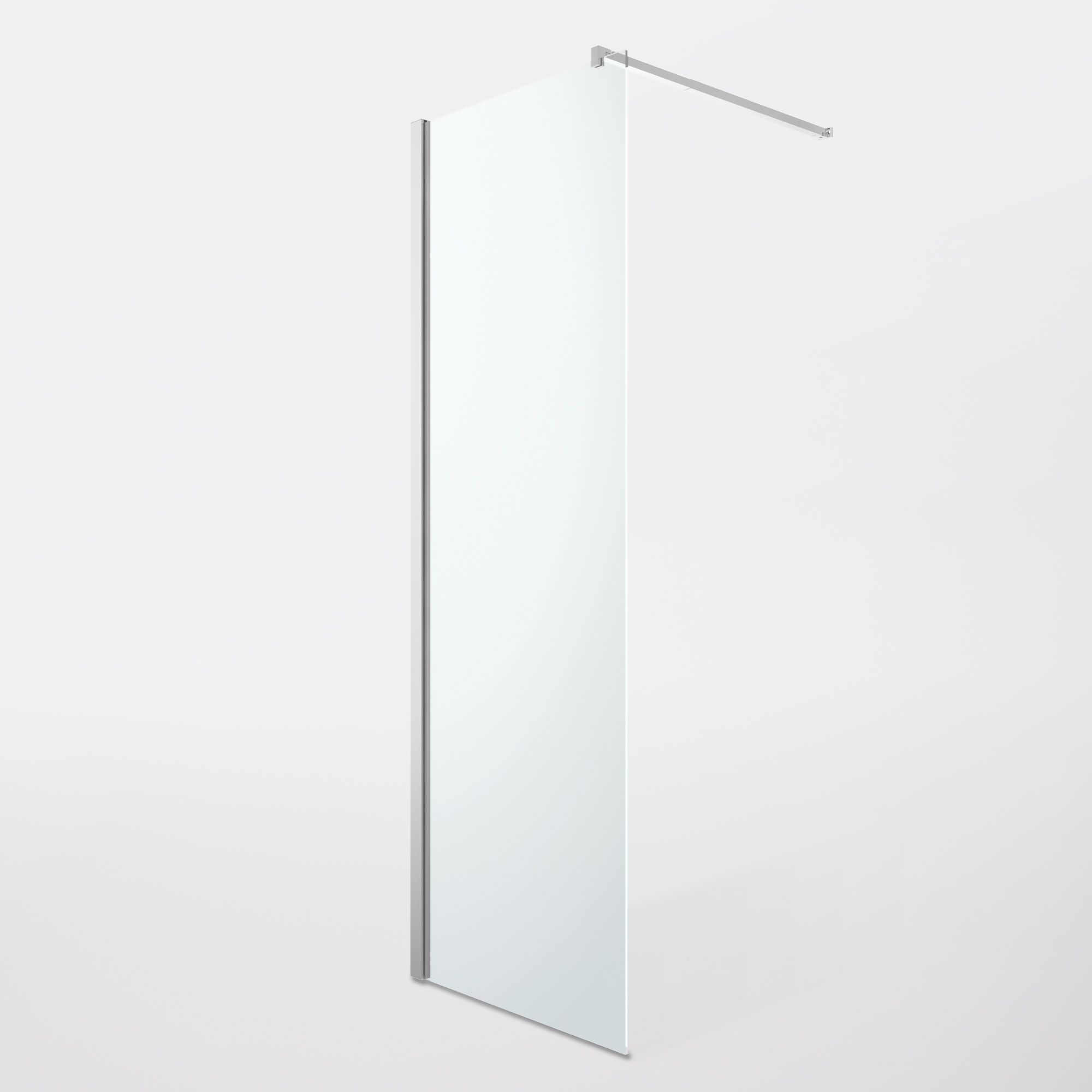 GoodHome Beloya Gloss Chrome effect Clear Walk-in Wet room glass screen (H)195cm (W)77.5cm