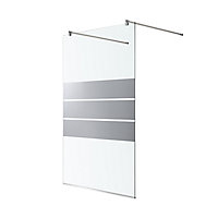 GoodHome Beloya Gloss Chrome effect Fixed Walk-in Shower panel (H)1950mm (W)1385mm (T)11mm