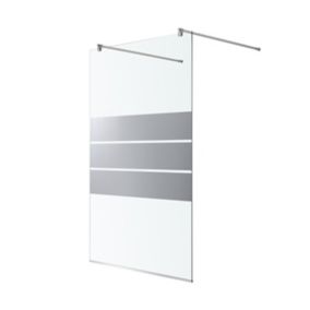 GoodHome Beloya Gloss Chrome effect Mirror Fixed Walk-in Shower panel (H)195cm (W)118.5cm