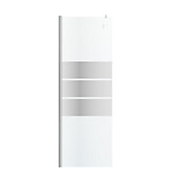 GoodHome Beloya Gloss Chrome effect Mirrored Striped Walk-in Wet room glass screen (H)195cm (W)70cm