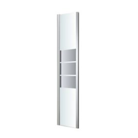 GoodHome Beloya Gloss Silver Chrome effect Mirror Fixed Front Panel (H)195cm (W)40cm