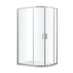 GoodHome Beloya Left-handed Offset quadrant Clear Shower Enclosure & tray with Corner entry double sliding door (W)1000mm (D)800mm