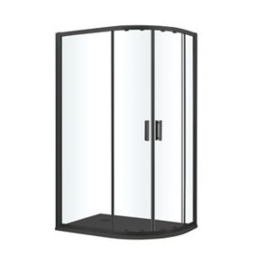 GoodHome Beloya LH Framed Clear Offset quadrant Shower Enclosure & tray - Corner entry double sliding door (H)195cm (W)120cm (D)80cm