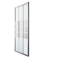 GoodHome Beloya Mirror 3 panel Framed Sliding Shower Door (W)900mm