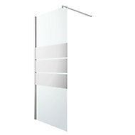 GoodHome Beloya Mirror glass Walk-in Shower Panel (H)1950mm (W)800mm