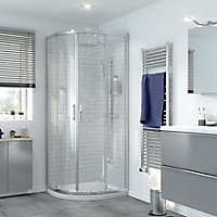 GoodHome Beloya Quadrant Clear Shower Shower enclosure with Corner entry double sliding door (W)800mm (D)800mm