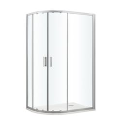 GoodHome Beloya Right-handed Offset quadrant Clear Shower Enclosure & tray with Corner entry double sliding door (W)1000mm (D)800mm