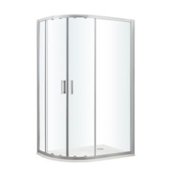 GoodHome Beloya Right-handed Offset quadrant Clear Shower Enclosure & tray with Corner entry double sliding door (W)1000mm (D)900mm