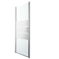 GoodHome Beloya Semi-framed Argenté Silver effect Mirror Strip Full open pivot Shower Door (H)195cm (W)90cm