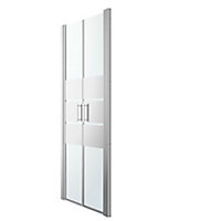 GoodHome Beloya Semi-framed Silver effect Mirror Western Shower Door (H)195cm (W)76cm