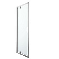 GoodHome Beloya Silver effect Clear Pivot Shower Door (H)195cm (W)76cm