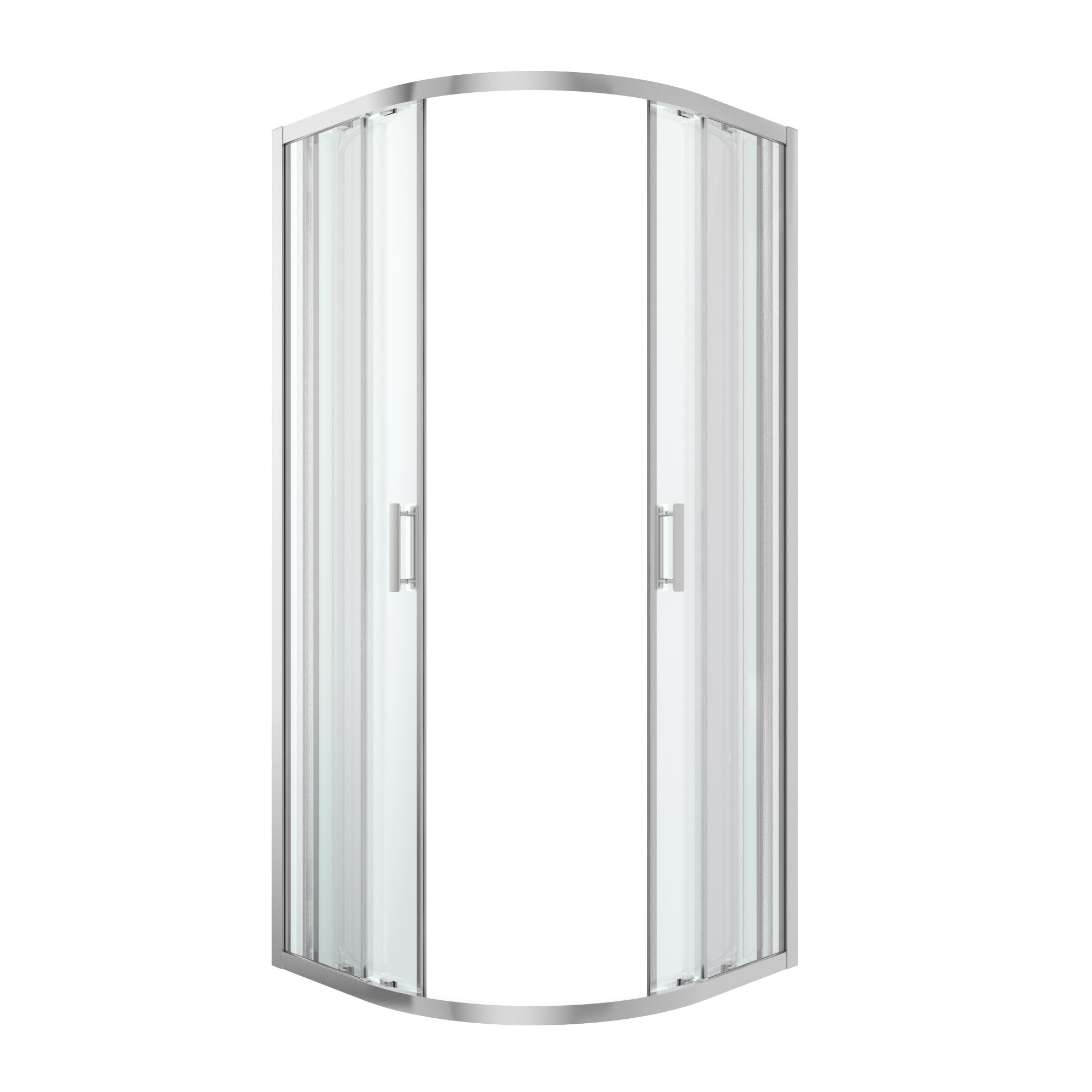 GoodHome Beloya Silver effect Clear Quadrant Shower Enclosure & tray - Corner entry double sliding door (H)195cm (W)90cm (D)90cm