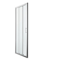 GoodHome Beloya Silver effect Clear Sliding Shower Door (H)195cm (W)76cm