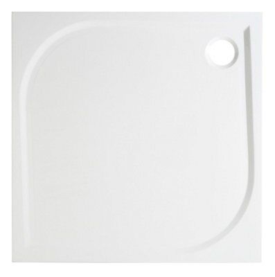 GoodHome Beloya Silver effect Clear Universal Square Shower Enclosure & tray - Corner entry double sliding door (H)195cm (W)80cm (D)80cm