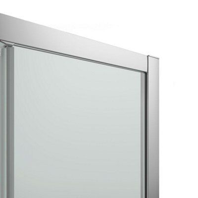 GoodHome Beloya Silver effect Mirror Universal Square Shower Enclosure & tray - Corner entry double sliding door (H)195cm (W)76cm (D)76cm