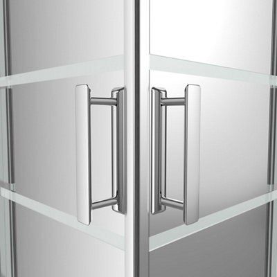 GoodHome Beloya Silver effect Mirror Universal Square Shower Enclosure & tray - Corner entry double sliding door (H)195cm (W)76cm (D)76cm
