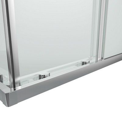GoodHome Beloya Silver effect Mirror Universal Square Shower Enclosure & tray - Corner entry double sliding door (H)195cm (W)76cm (D)76cm
