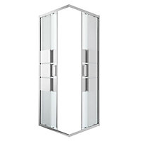GoodHome Beloya Silver effect Square Enclosure & tray - Corner entry double sliding door (H)195cm (W)80cm (D)80cm