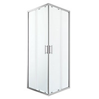 GoodHome Beloya Silver effect Square Shower Enclosure & tray - Corner entry double sliding door (H)195cm (W)76cm (D)76cm