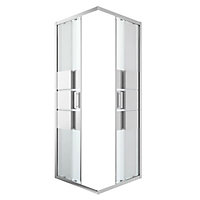 GoodHome Beloya Silver effect Universal Square Shower Enclosure & tray - Corner entry double sliding door (H)195cm (W)90cm (D)90cm
