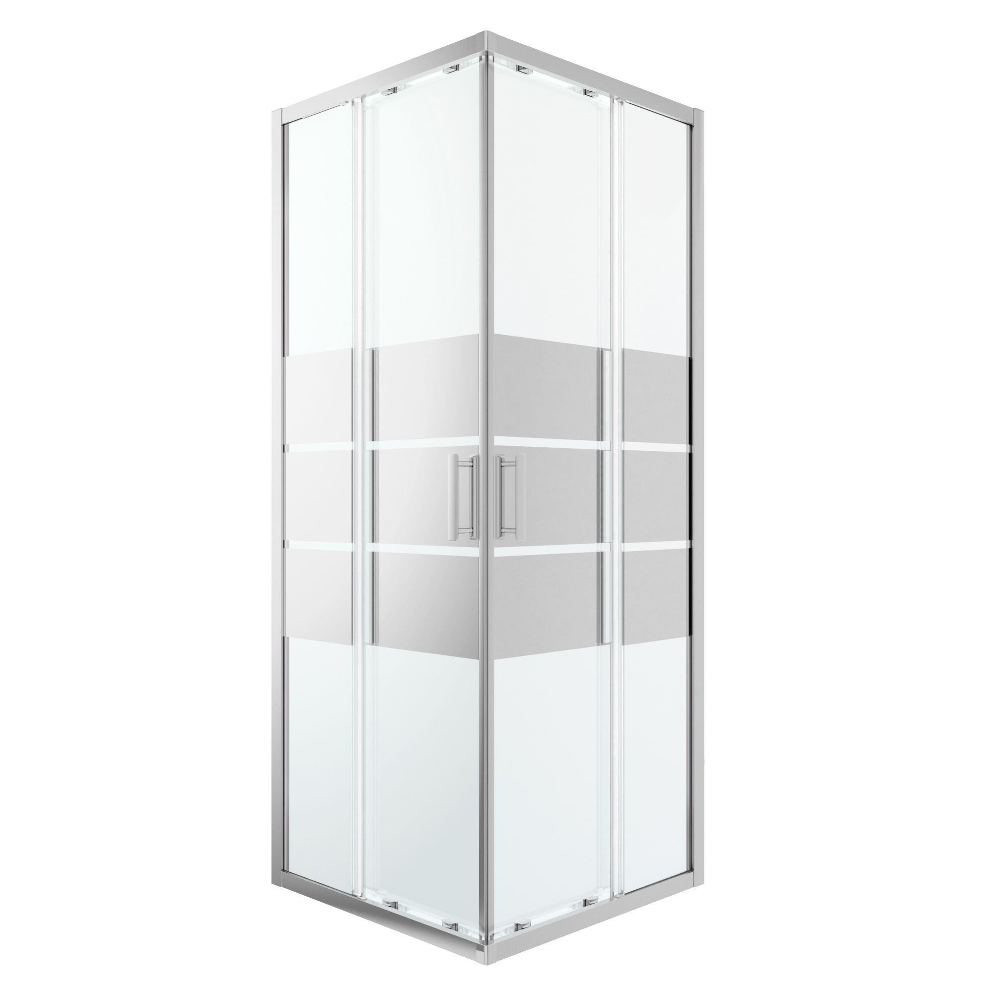 GoodHome Beloya Square Shower Enclosure & tray with Corner entry double sliding door (W)900mm (D)900mm