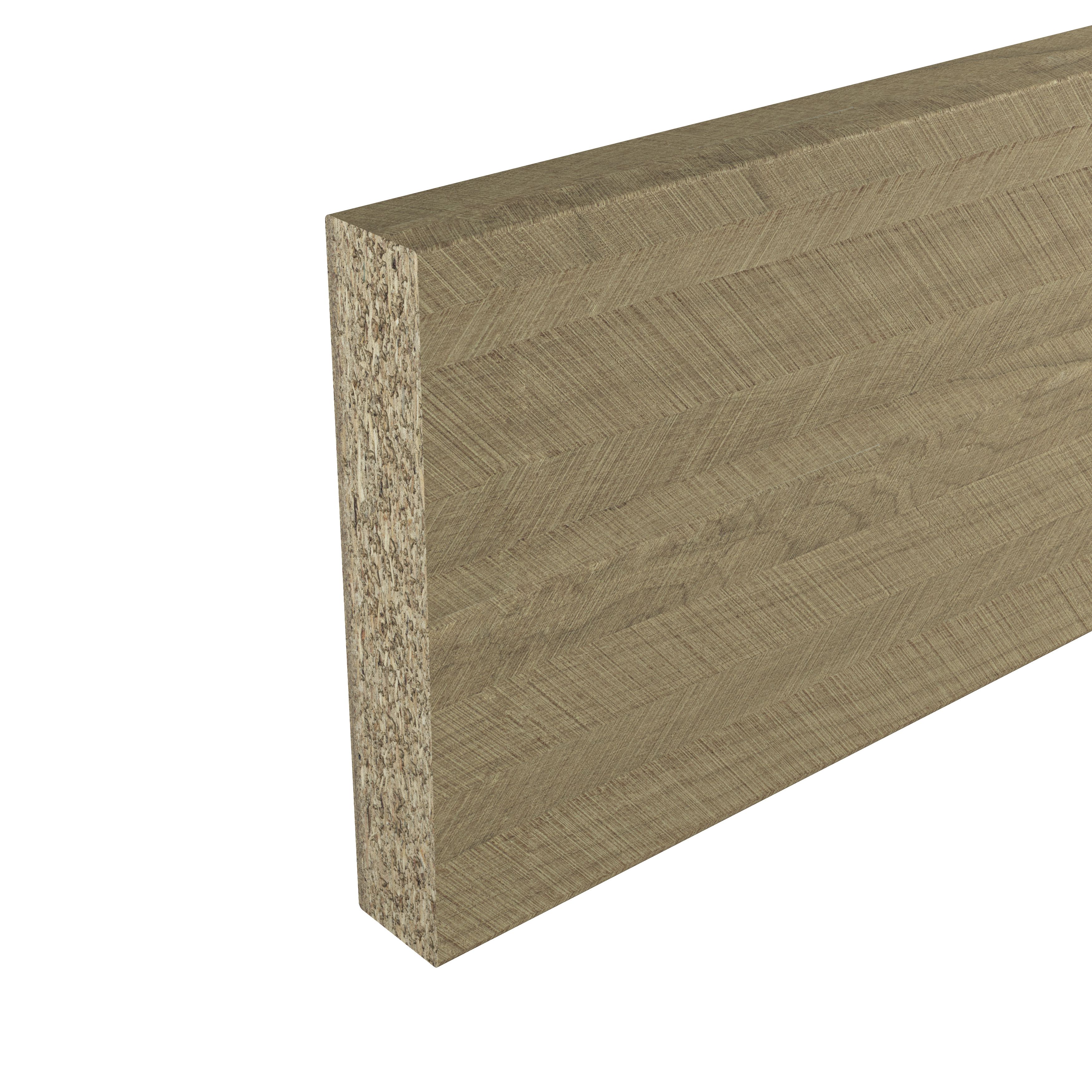 GoodHome Berberis Chevron Matt Oak effect Chipboard & laminate Upstand (L)3000mm