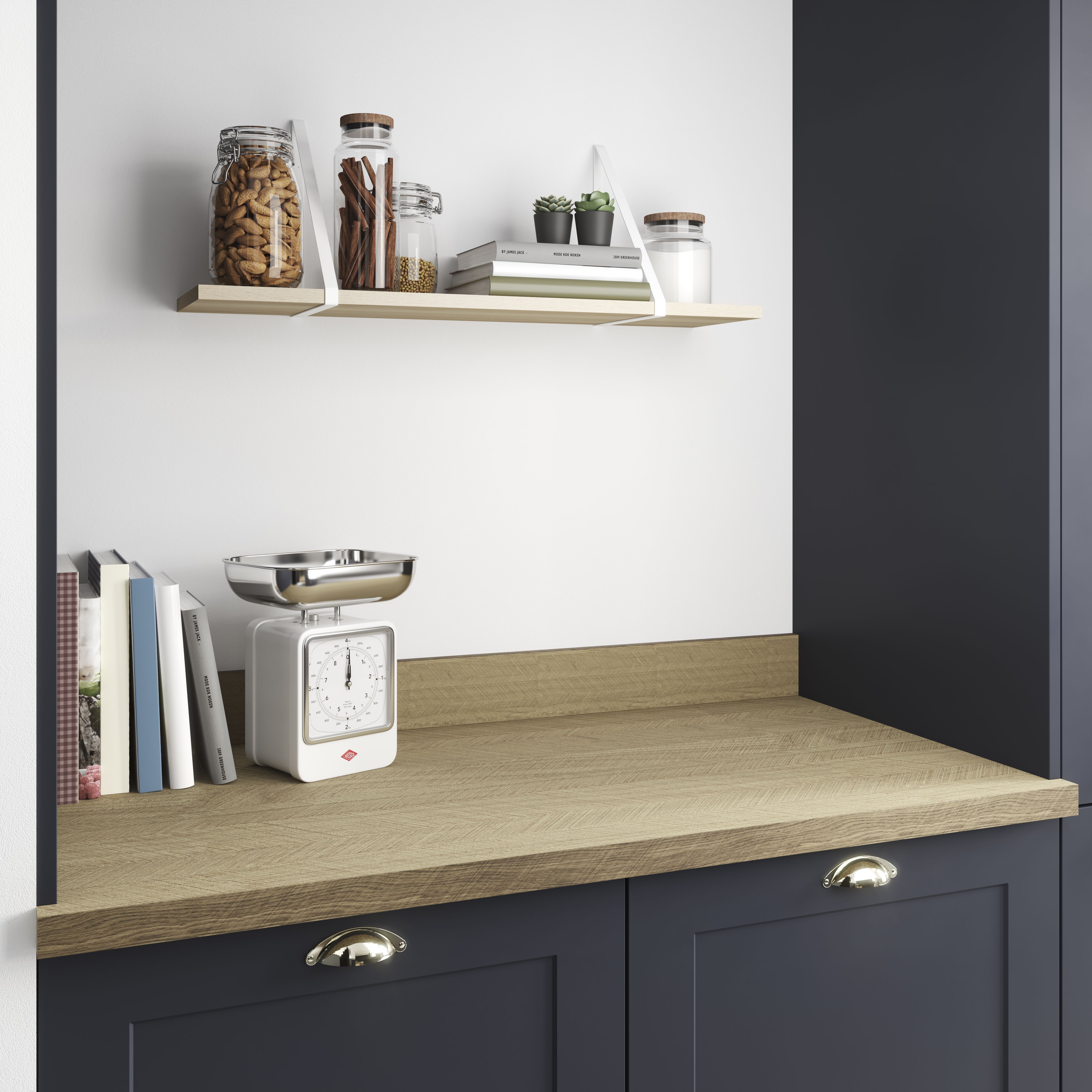 GoodHome Berberis Chevron Oak effect Worktop edging tape, (L)3m (W)42mm