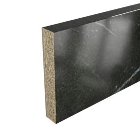 GoodHome Berberis Gloss Black Granite effect Laminate & particle board Upstand (L)3000mm