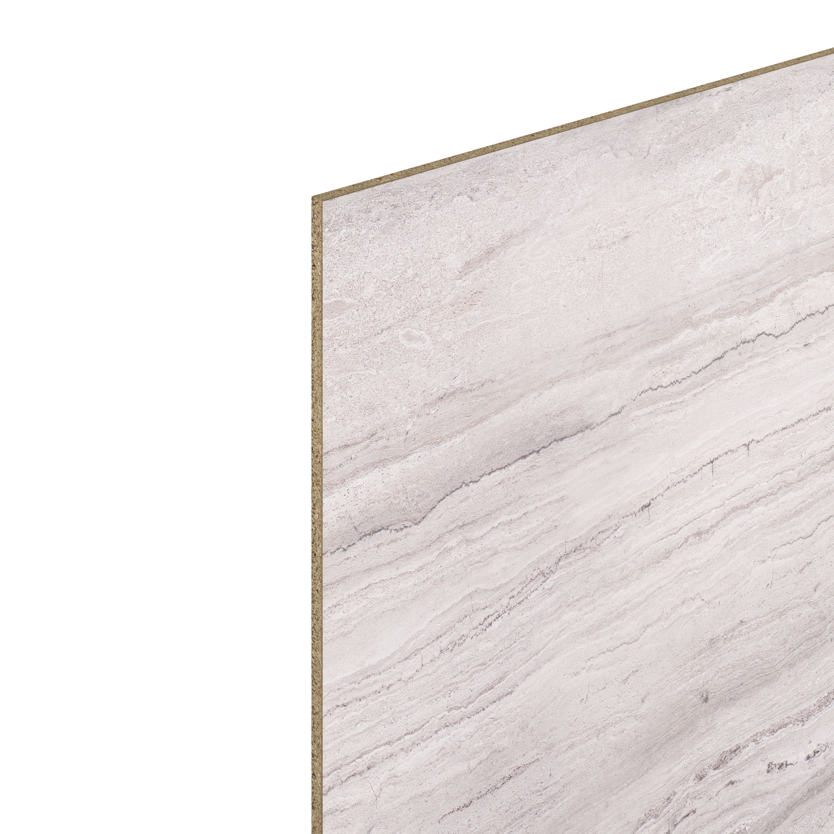 GoodHome Berberis Grey Travertine effect Laminate & particle board Back panel, (H)6000mm (W)30000mm (T)10mm