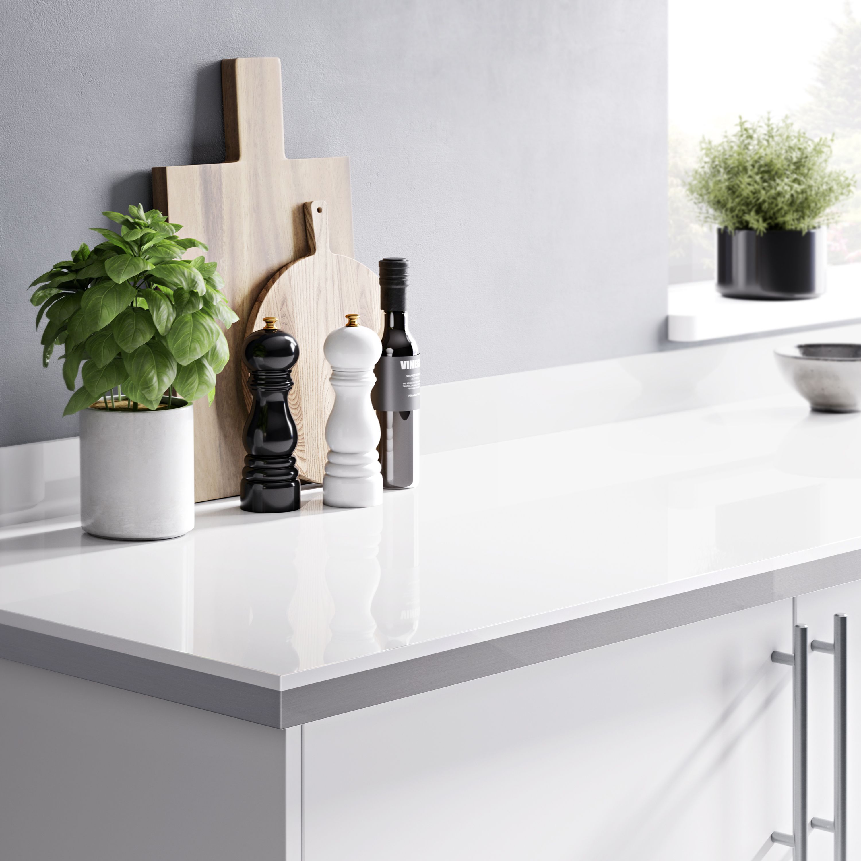 GoodHome Berberis White Laminate & particle board Upstand (L)3000mm