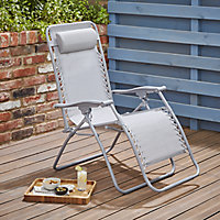 GoodHome Bergama Grey Metal Foldable Gravity Chair