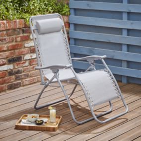 GoodHome Bergama Grey Metal Foldable Gravity Chair