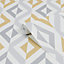 GoodHome Beril Grey & ochre Geometric Gold effect Textured Wallpaper