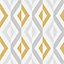 GoodHome Beril Grey & ochre Gold effect Geometric Textured Wallpaper