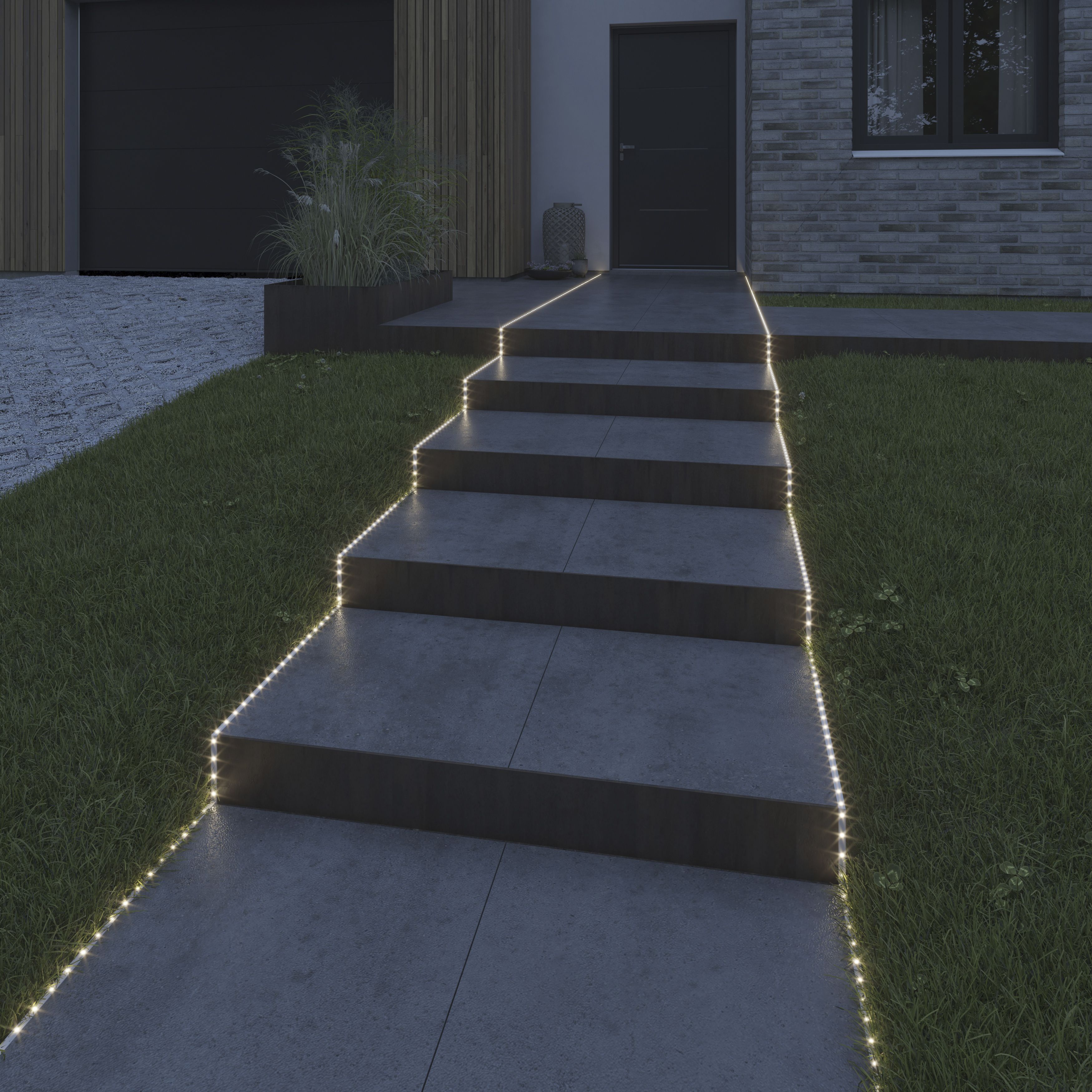 GoodHome Berin Mains-powered (plug-in) LED RGB Strip light IP65 4000K (L)15m
