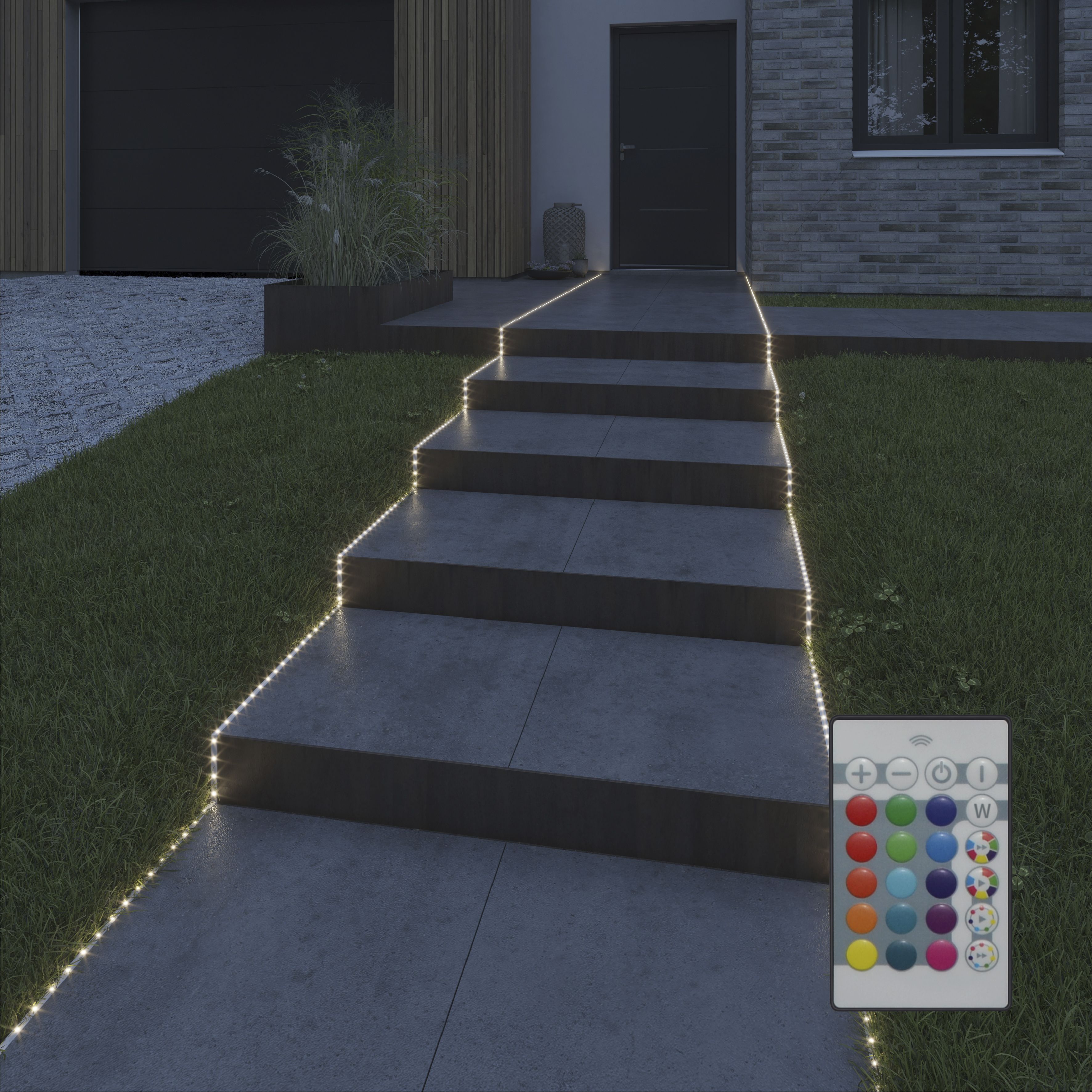 GoodHome Berin Mains-powered (plug-in) LED RGB Strip light IP65 4000K (L)15m