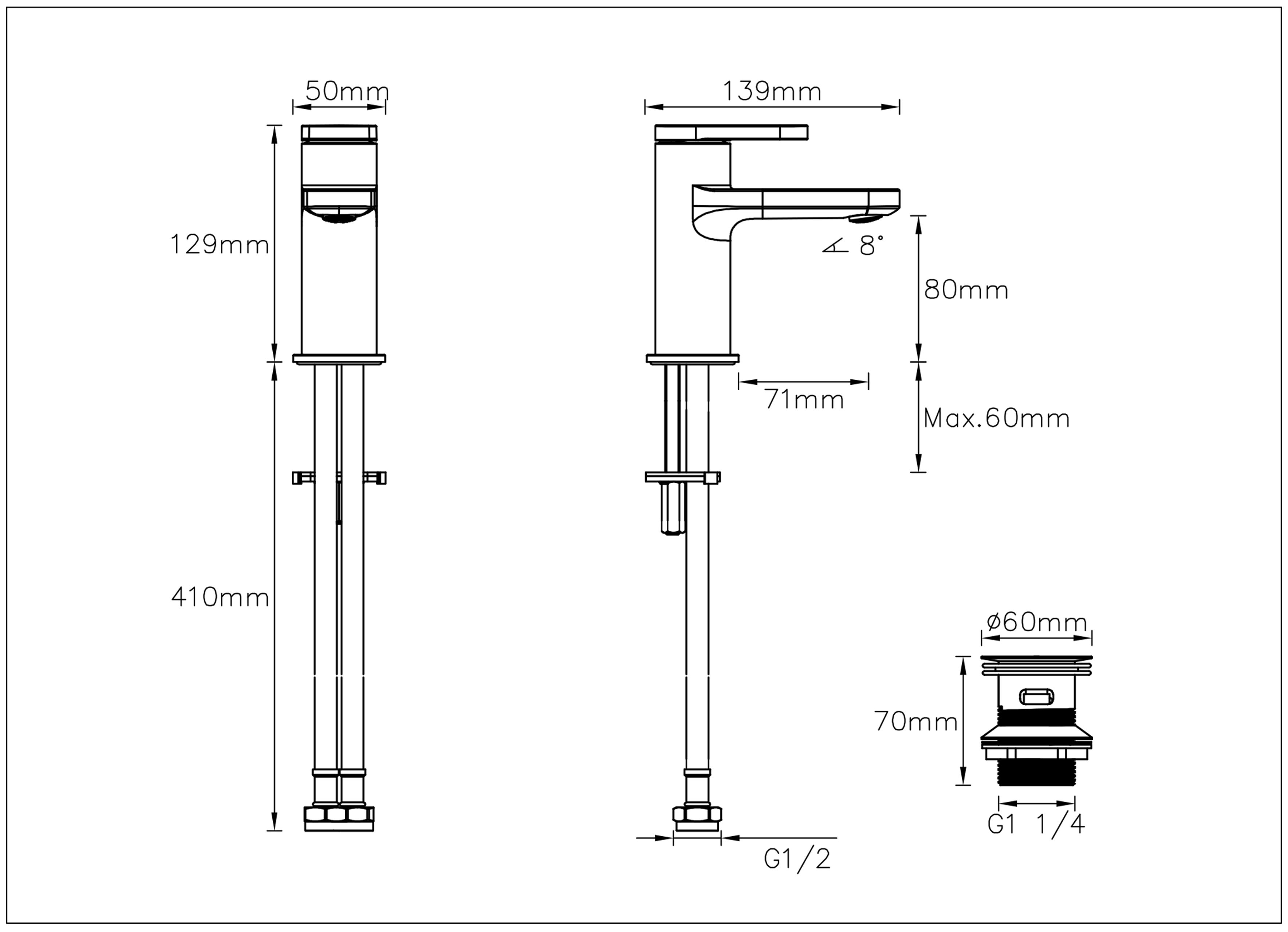 GoodHome Berrow Basin Mono mixer Tap