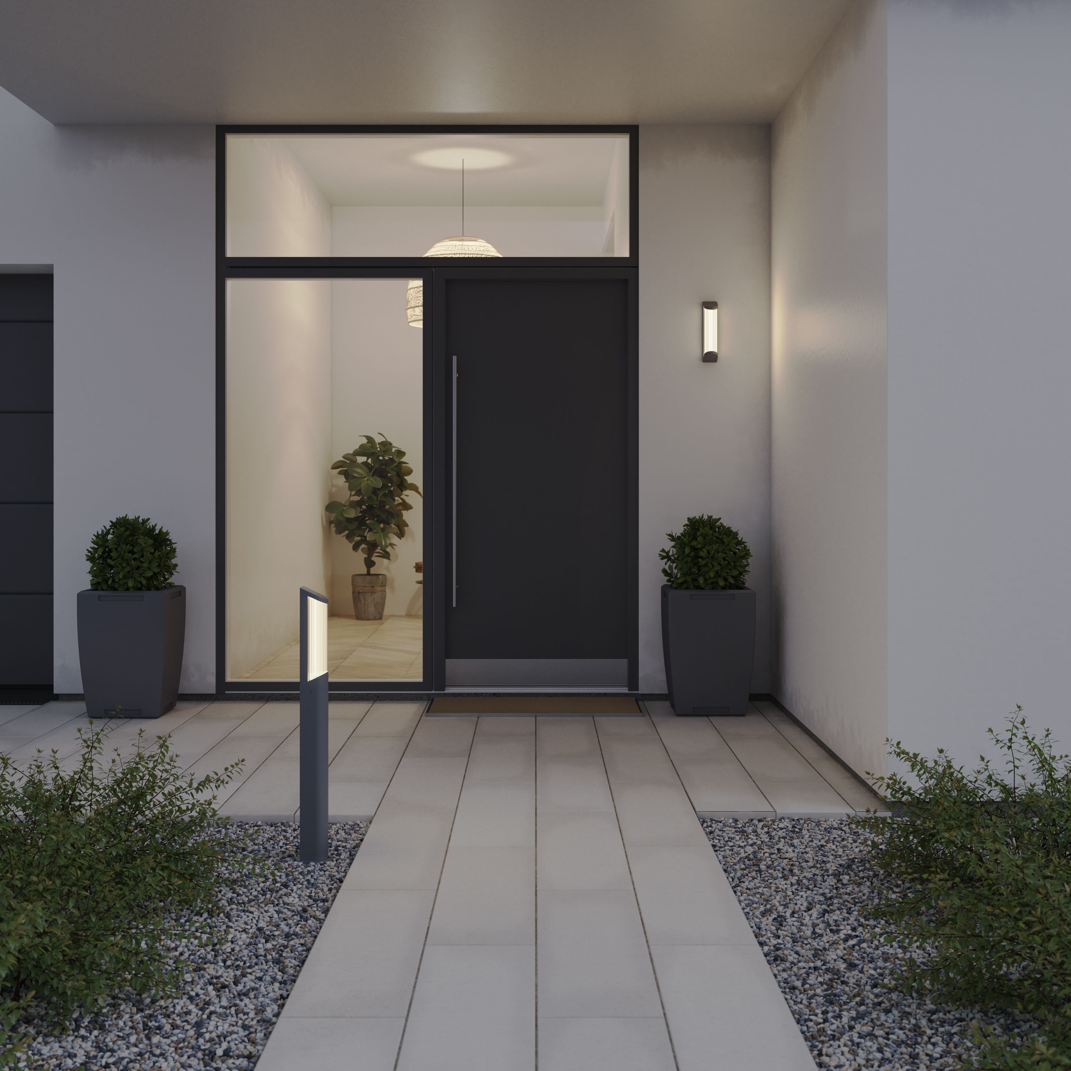 GoodHome Bevel Fixed Matt Anthracite Mains-powered Integrated LED Outdoor Contemporary Wall light 520lm