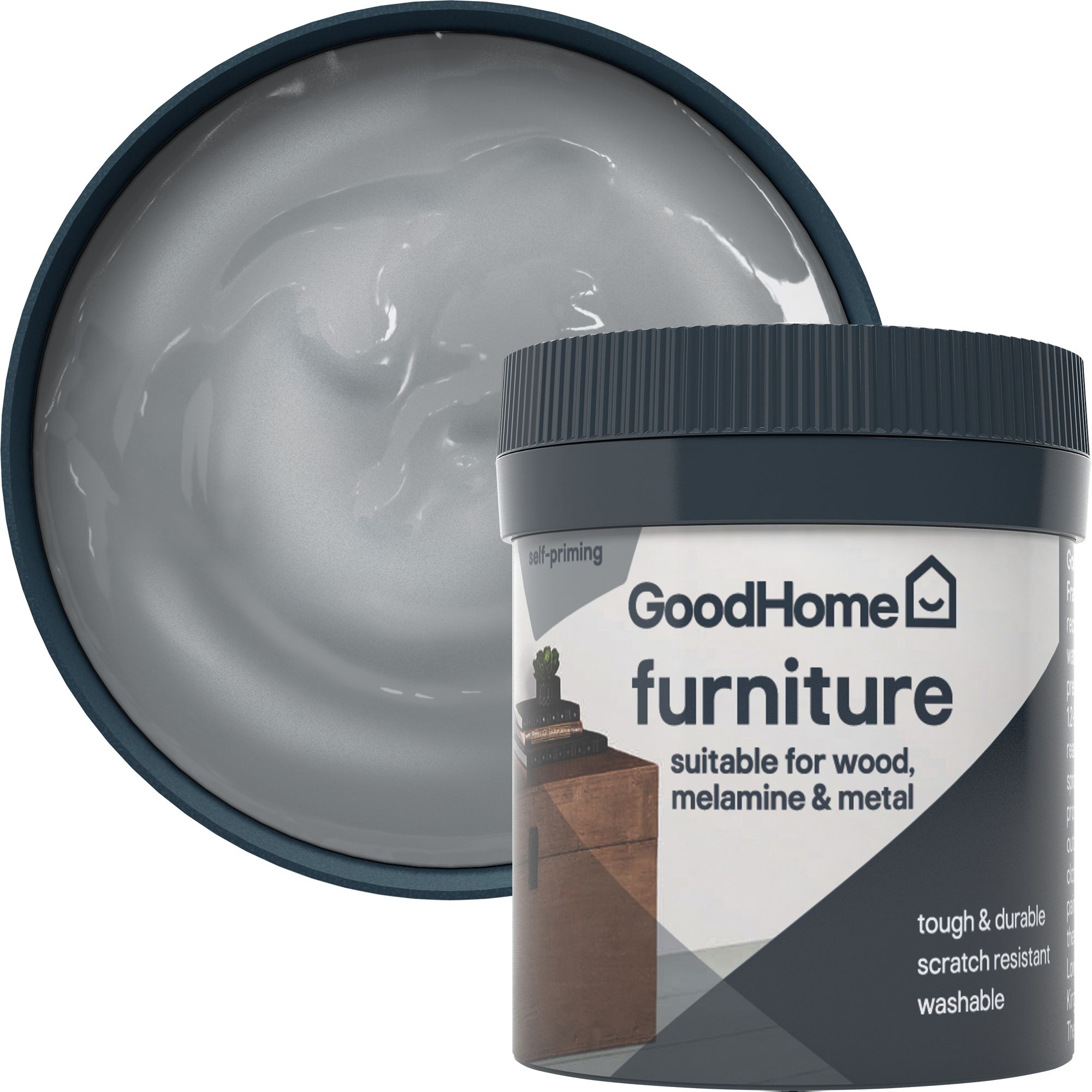 GoodHome Beverly Hills Metallic effect Satin Furniture paint, 80ml Tester pot