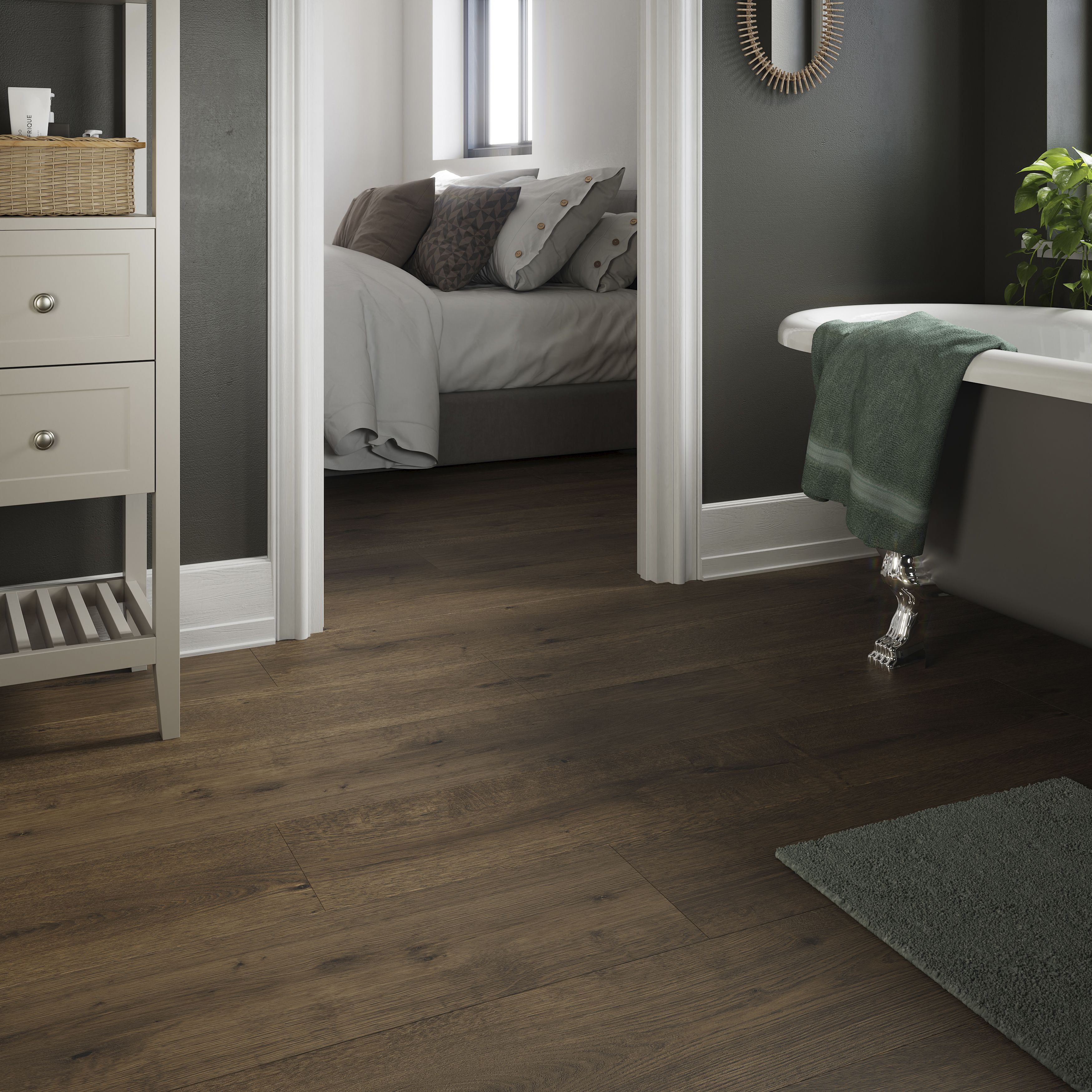 GoodHome Bicester Brown Oak effect Laminate Flooring, 1.85m²