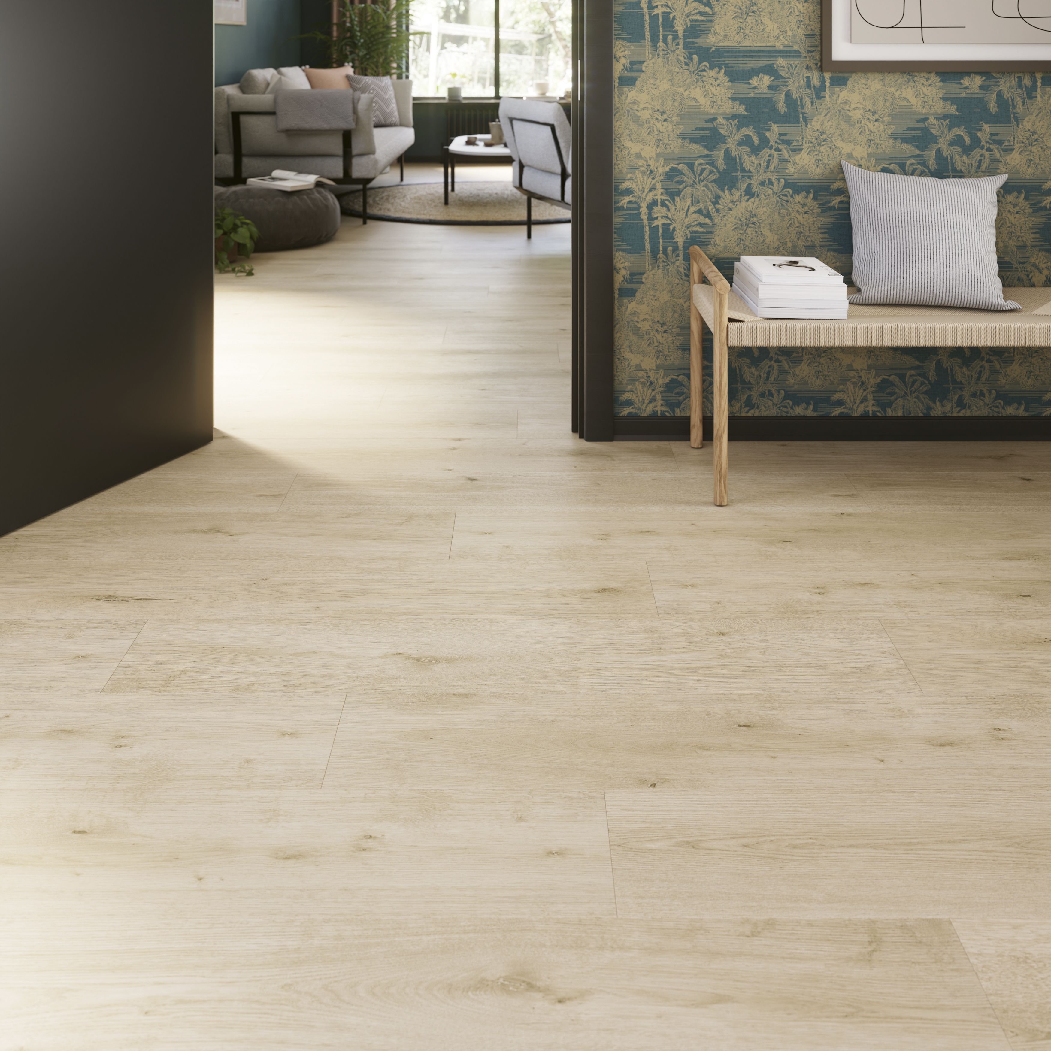 GoodHome Bicester Wide Structured Oak effect Laminate flooring Sample