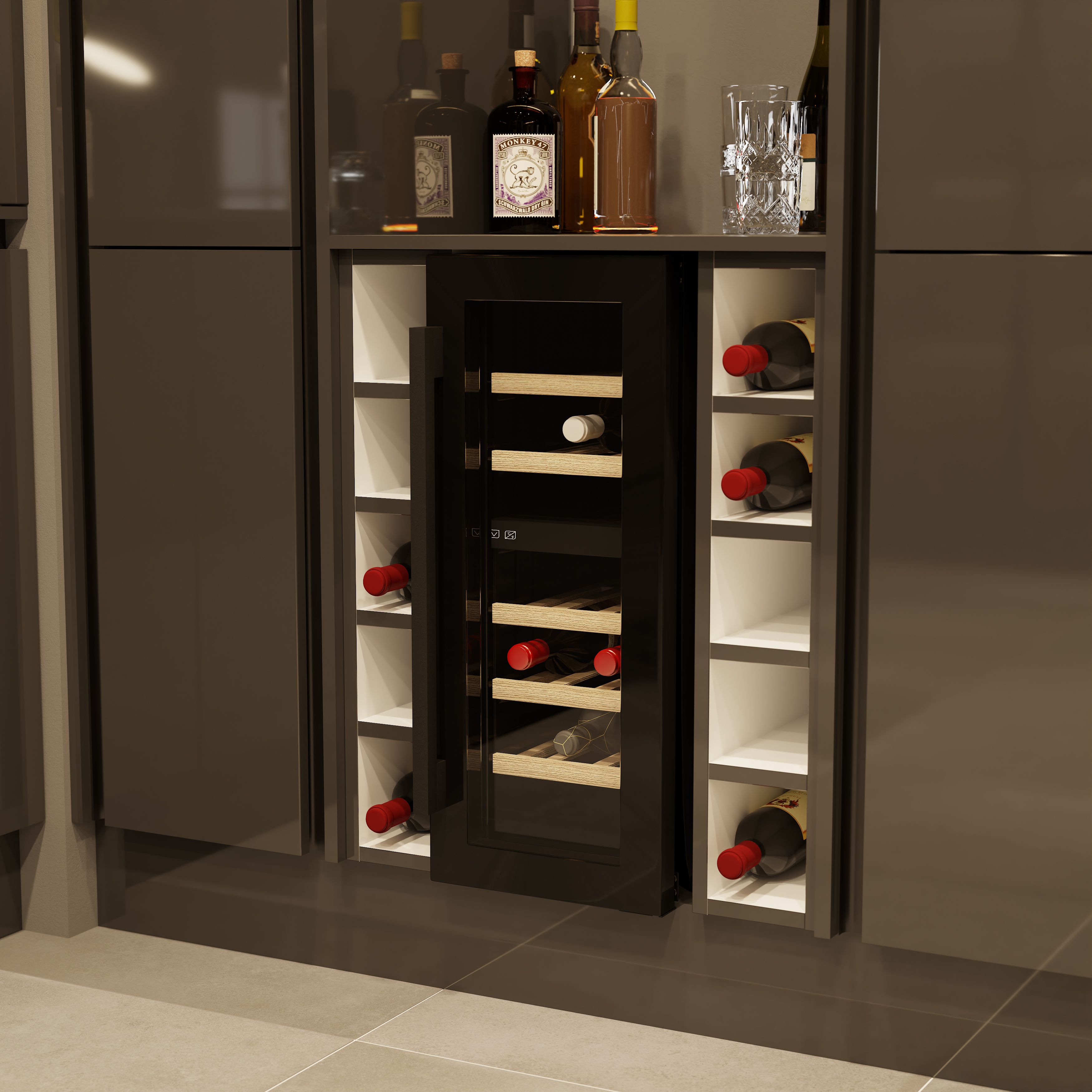 GoodHome BIWCB30UK Built-in freestanding Wine cooler Black