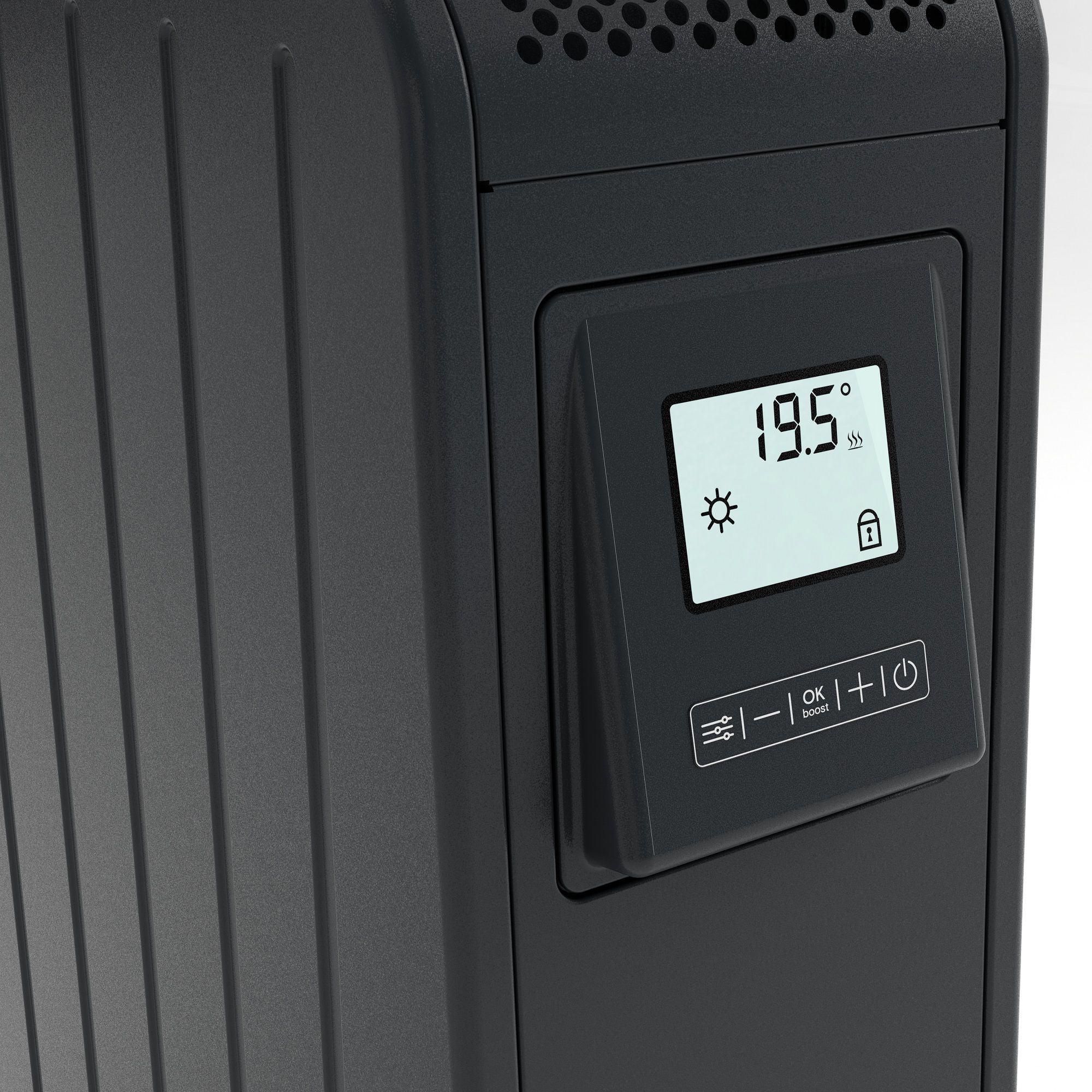 GoodHome Black 2400W Oil-free radiator