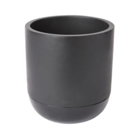 GoodHome Black Concrete Cylindrical Plant pot (Dia) 20.4cm, (H)22.5cm, 4.8L
