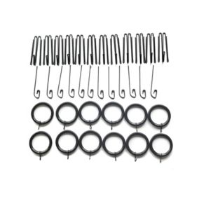 GoodHome Black Curtain fixing kits, Pack of 12