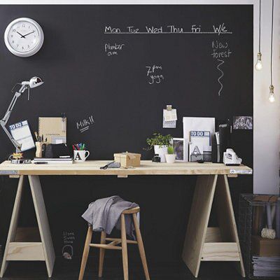 GoodHome Black Matt Chalkboard paint, 1L