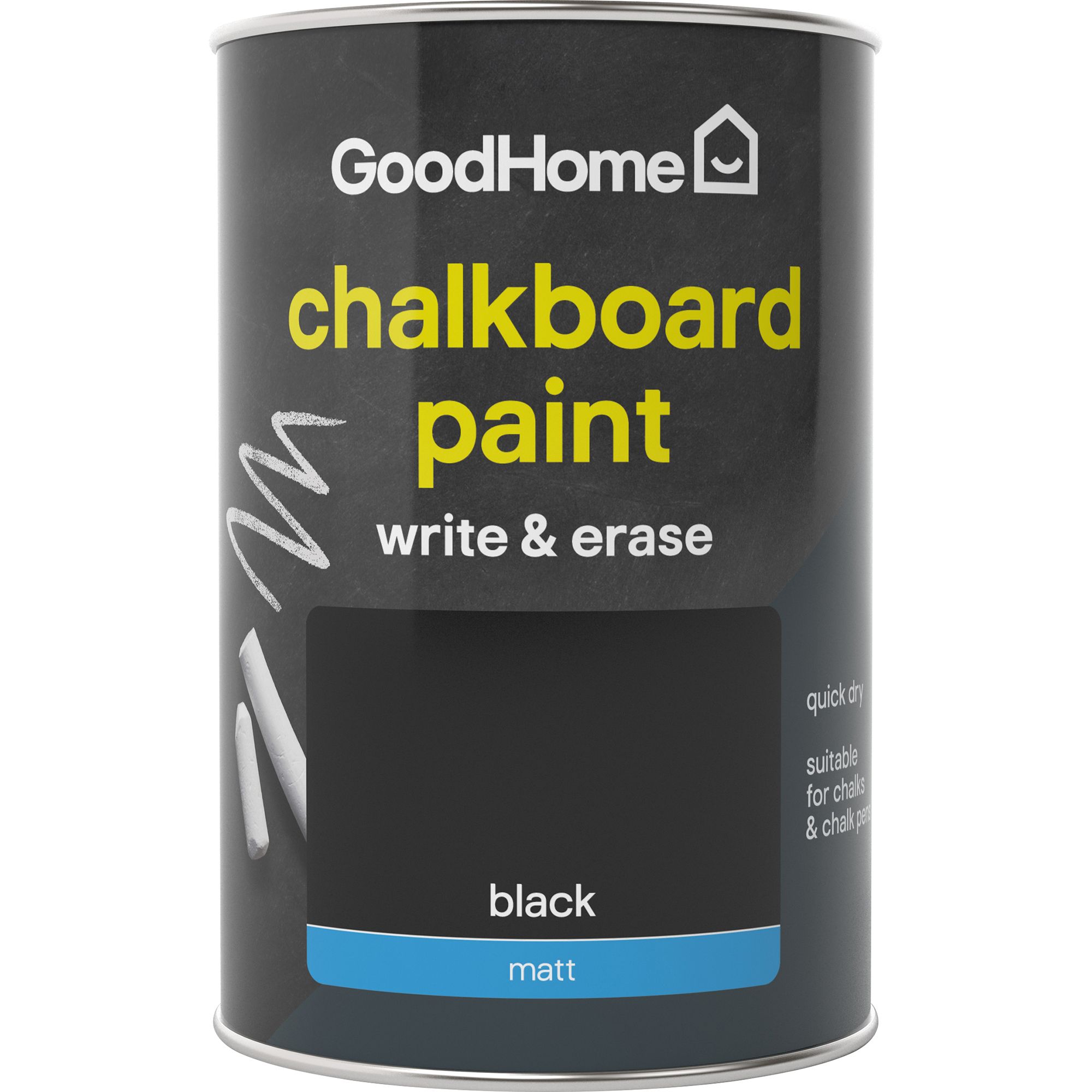 GoodHome Black Matt Chalkboard paint, 1L