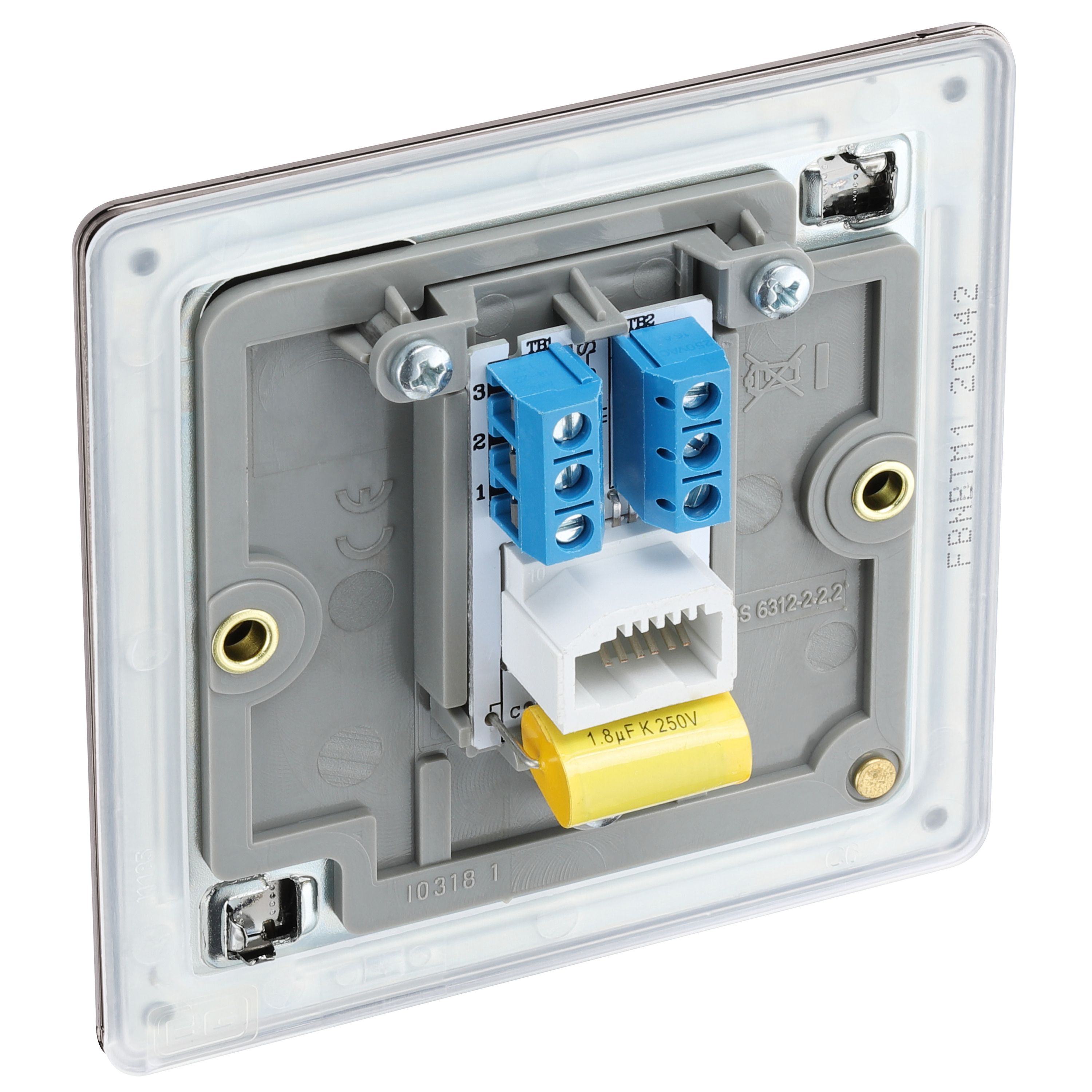 GoodHome Black Nickel 1 gang Screwless Master telephone socket