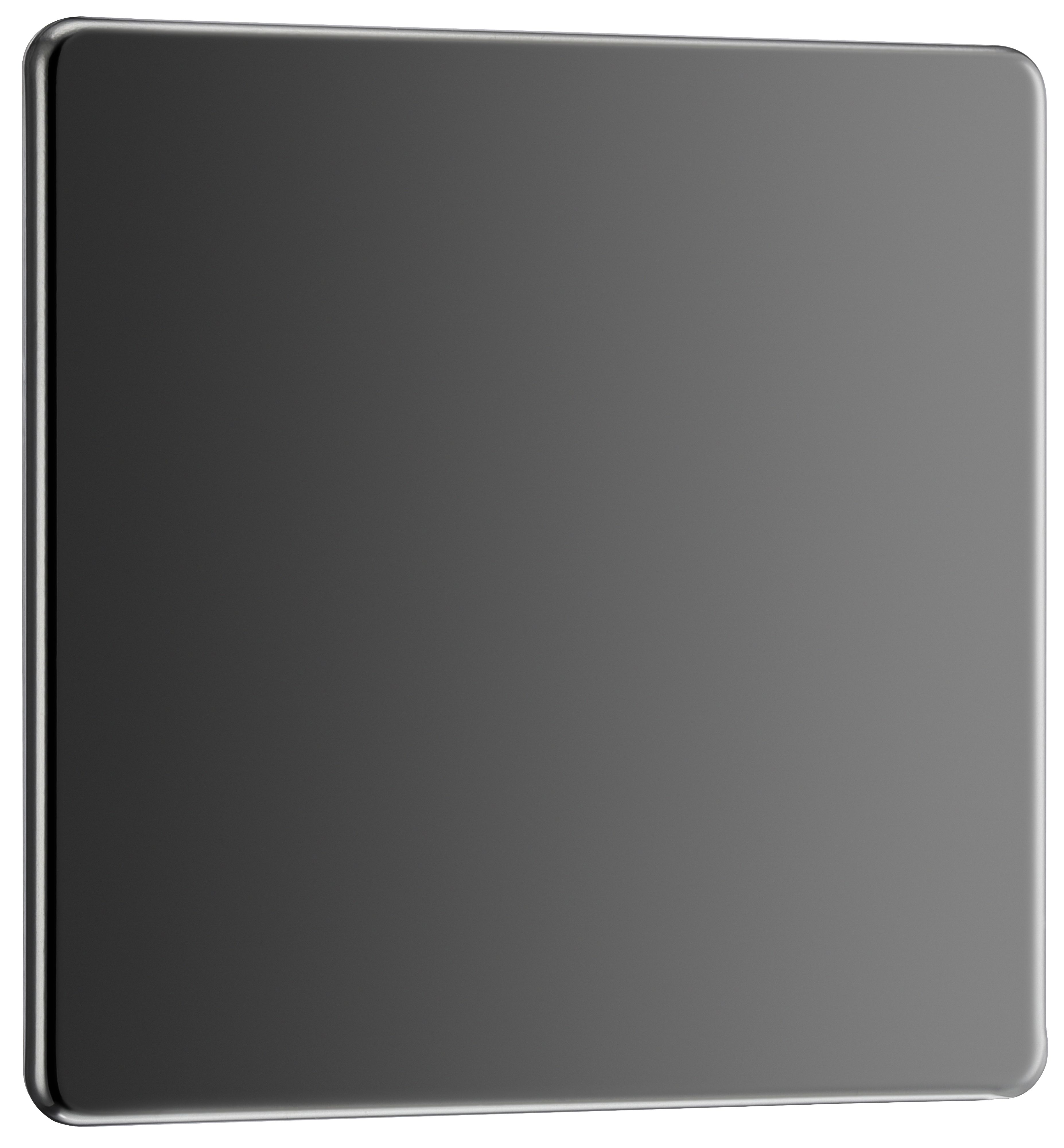 GoodHome Black Nickel 1 gang Single Flat profile Screwless Blanking plate